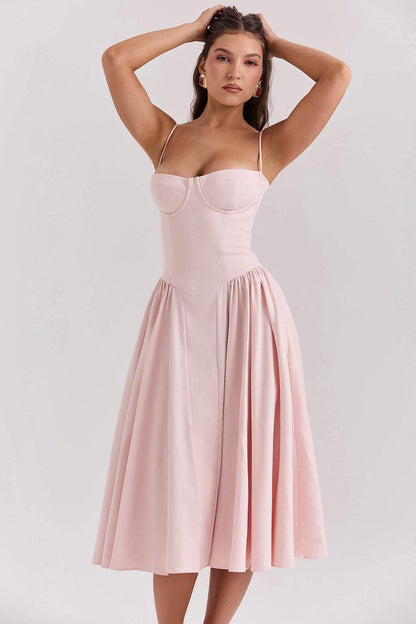 Sweetheart Neck Midi Dress