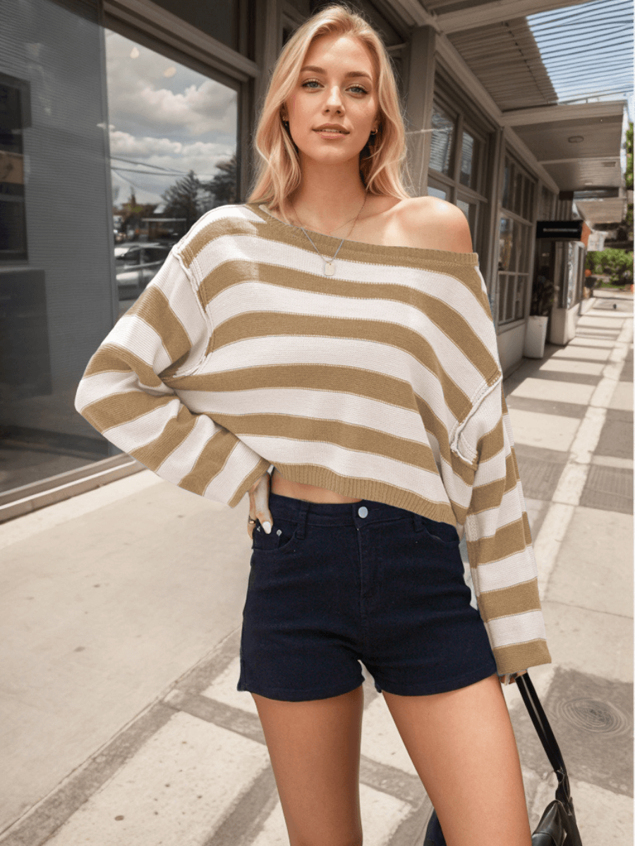 Saturday Morning Striped Crop Sweater