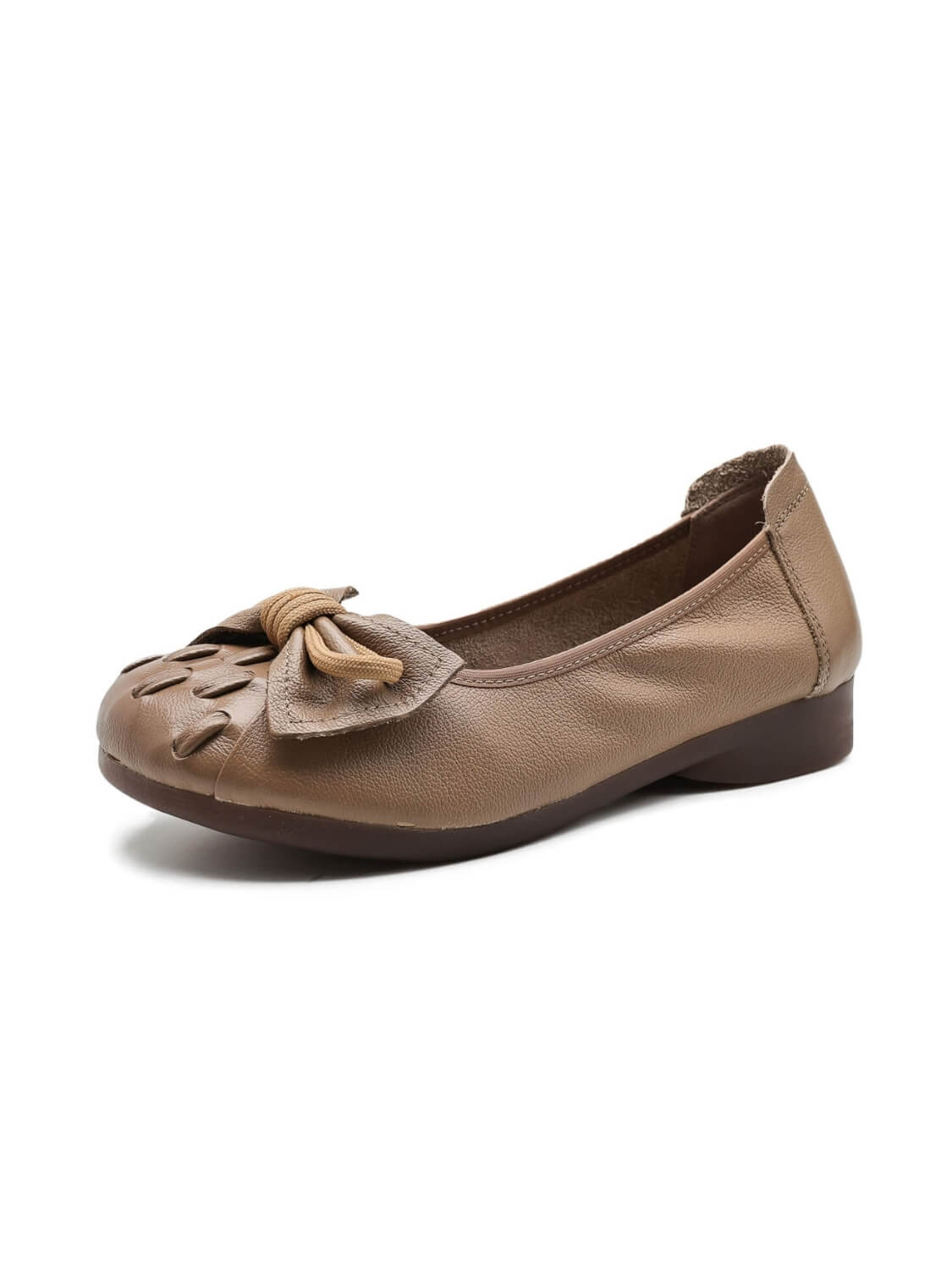 Rumour Has It | Breanne Quilted Ballet Leather Flats - Khaki