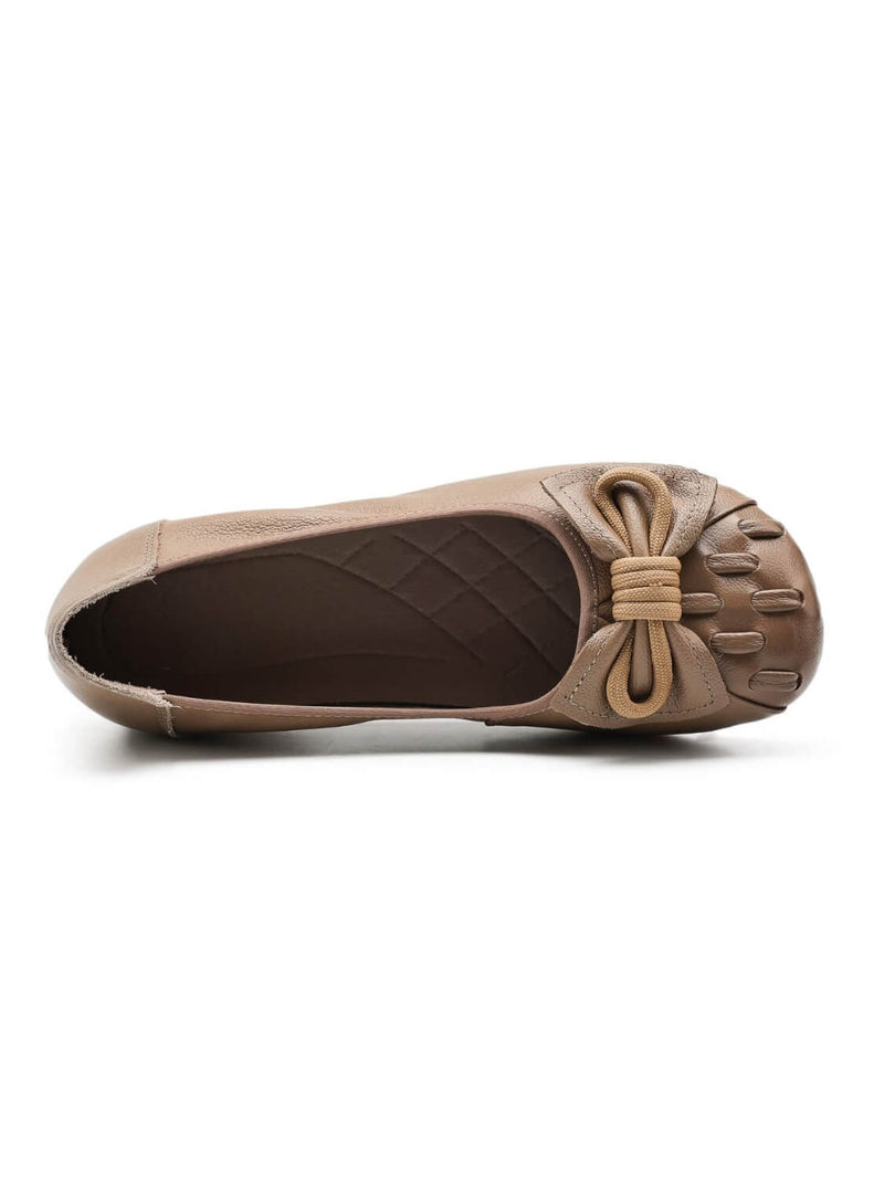 Rumour Has It | Breanne Quilted Ballet Leather Flats - Khaki