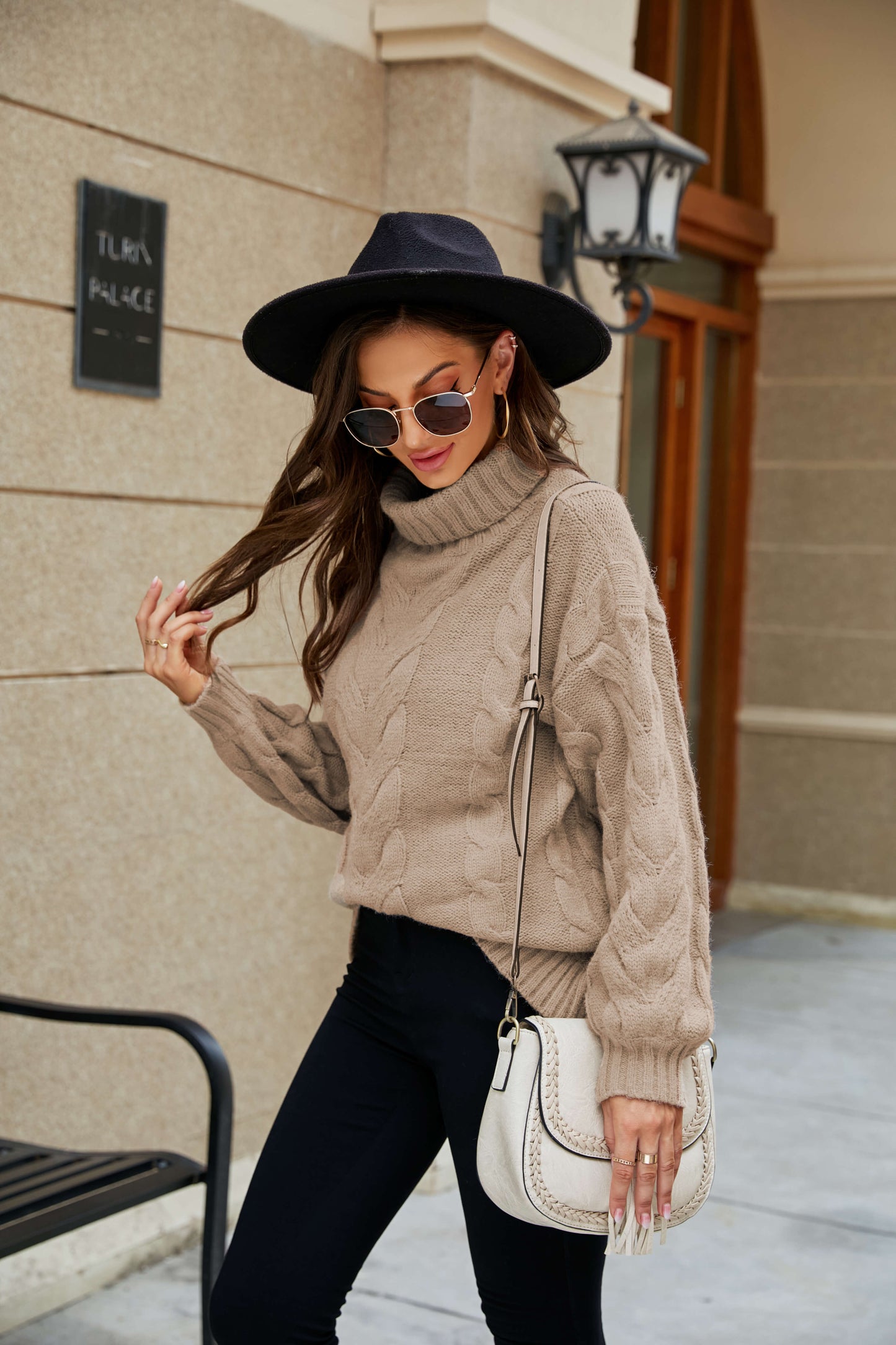 Alyson Turtleneck Cable Knit Sweater