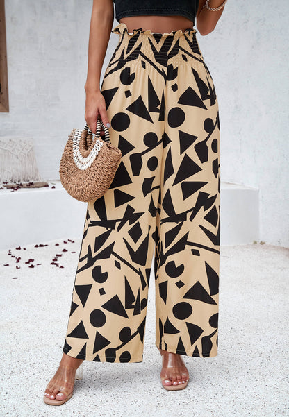 Stay With Me Printed Wide Leg Pants - Khaki