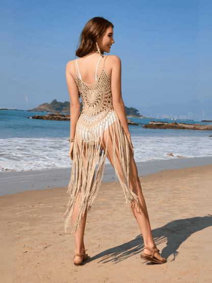 Caliana Tassel Cover Up Maxi Dress - Khaki