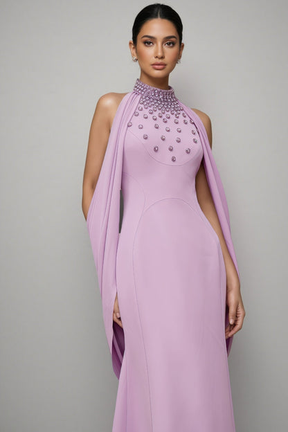Tiana Purple Shawl Embellished Maxi Dress