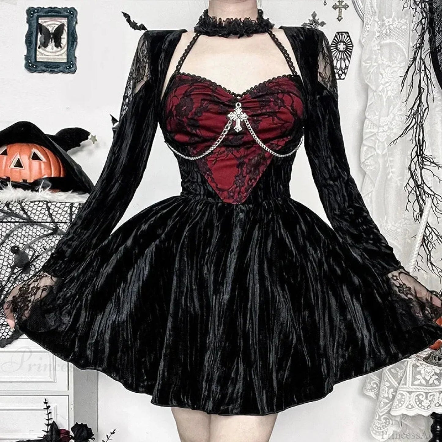 Lace Patchwork Square Mini Dress