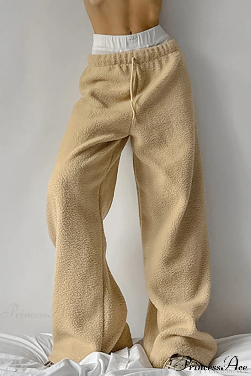 Lamb Fleece Tie Waist Sports Pants