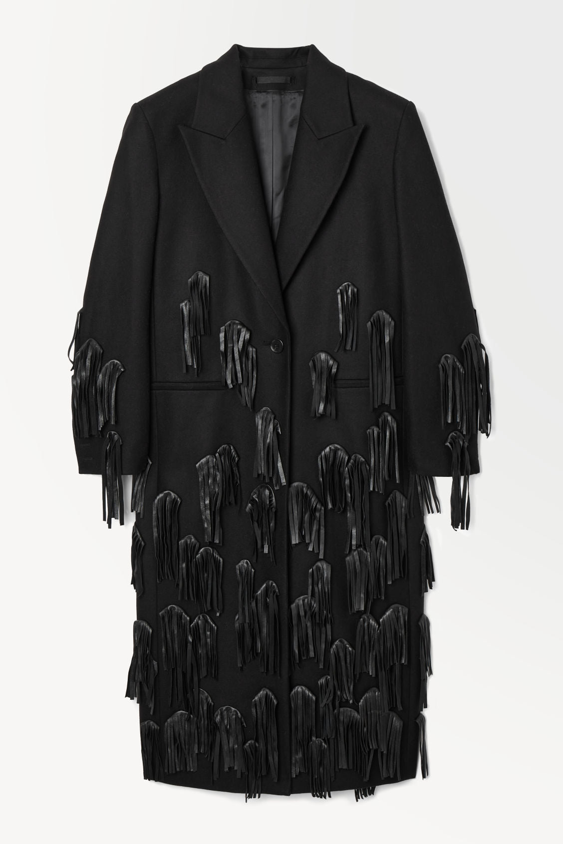 Leather-tasselled Wool Coat - Timeless Elegance Meets Modern