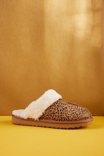 Stefanie Leopard Faux Fur Slipper