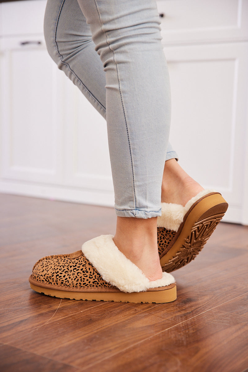 Stefanie Leopard Faux Fur Slipper