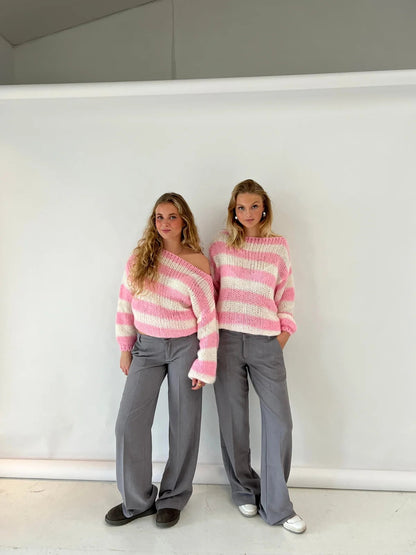 Chunky Striped Oversized Knit Sweater