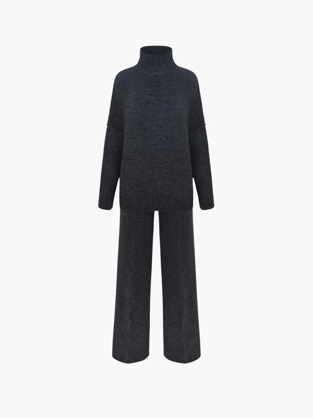 Cozy Knit Turtleneck Set With Wide-leg Pants