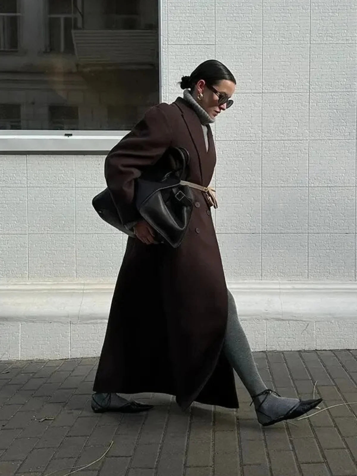 Oversized Double-breasted Wool Trench Coat