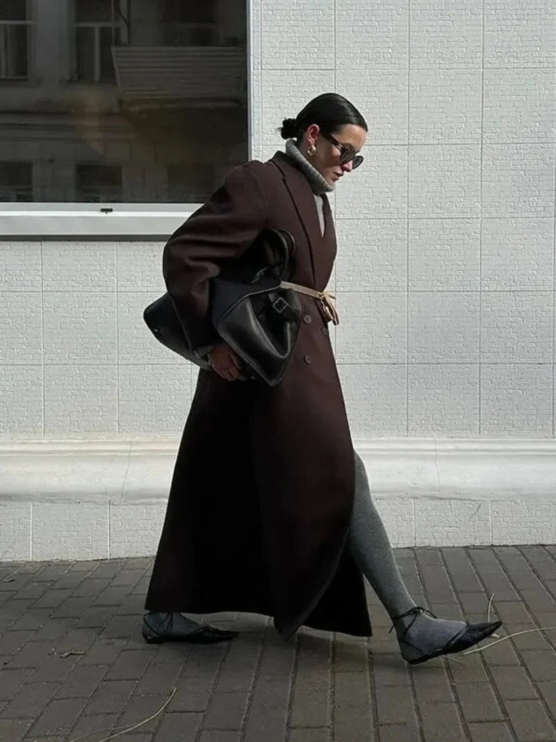 Oversized Double-breasted Wool Trench Coat