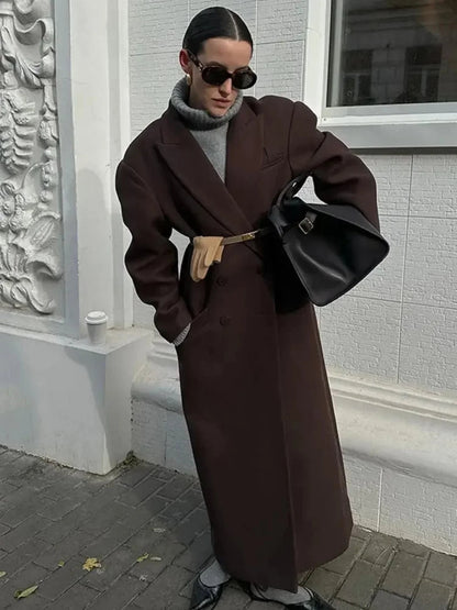 Oversized Double-breasted Wool Trench Coat