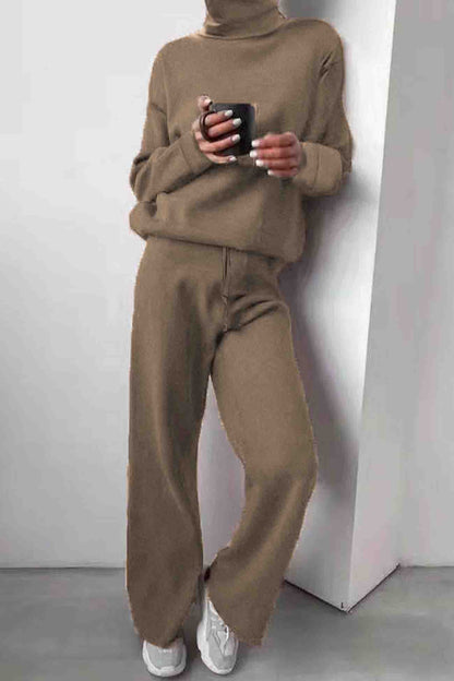 Turtleneck Long Sleeve Long Pant Knitted Set