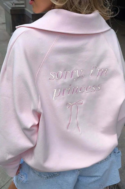 Loose Letter Embroidery Half-zip Sweatshirt