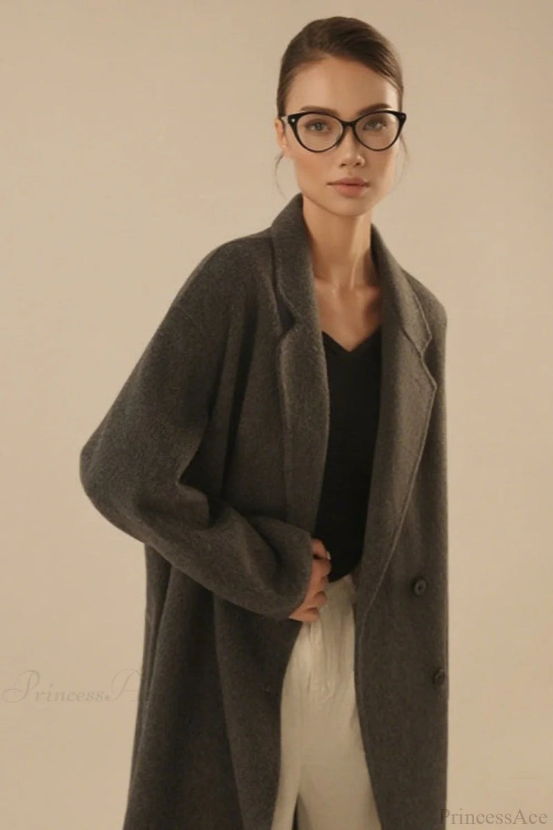 Loose Mid-length Slouchy Korean Wool Overcoat
