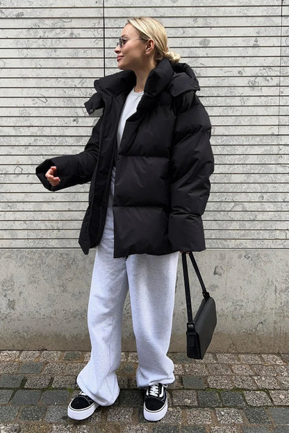 Loose Minimalist Hooded Cotton Coat
