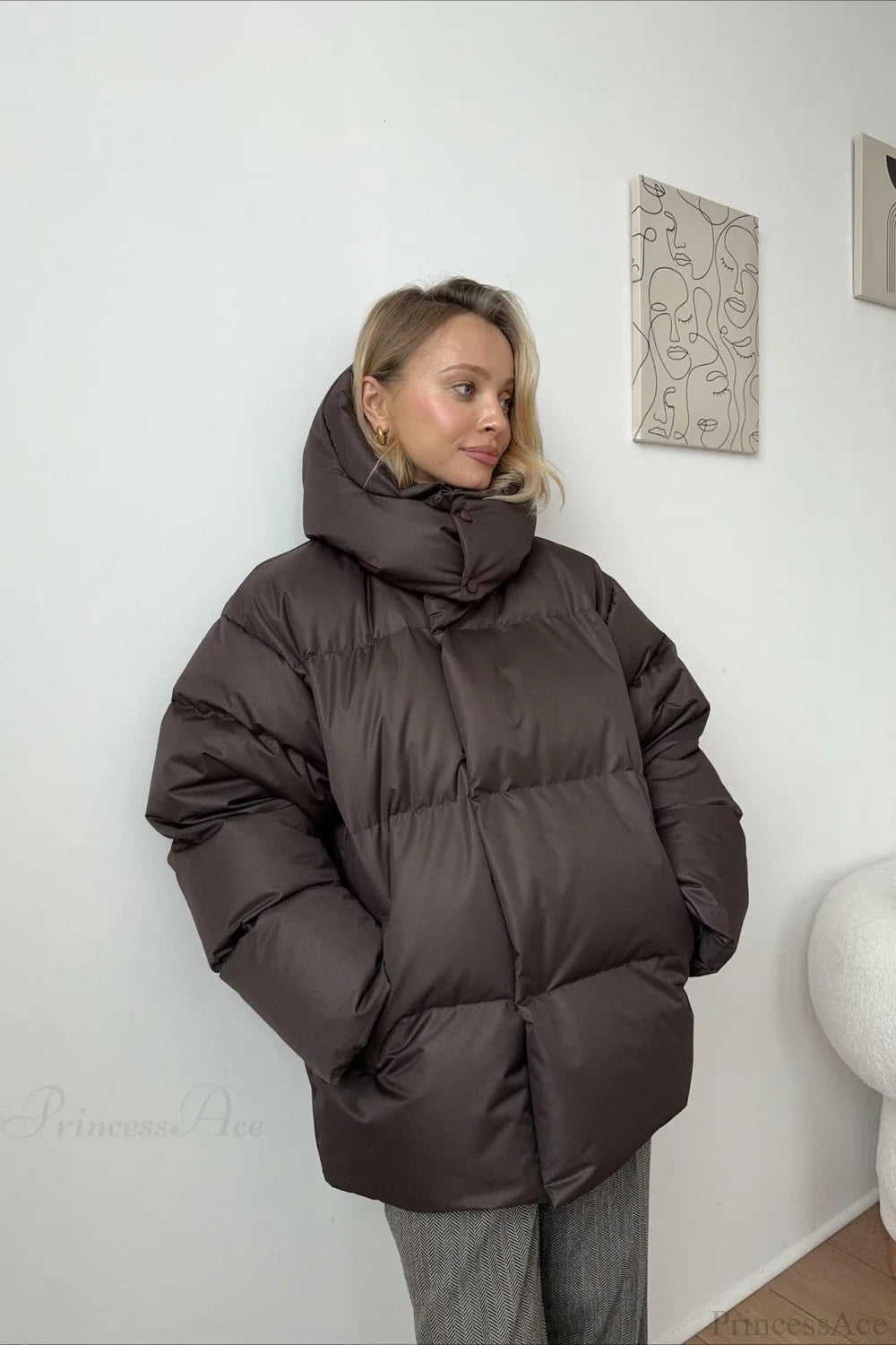 Loose Minimalist Hooded Cotton Coat