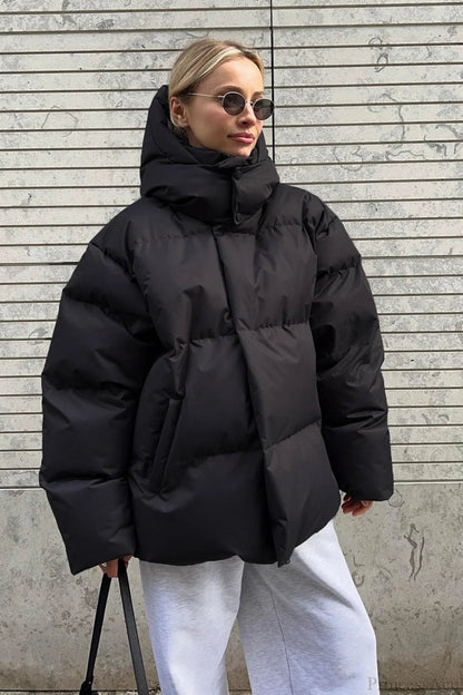Loose Minimalist Hooded Cotton Coat