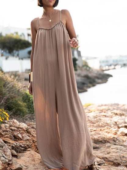 Vacation Suspender Loose Wide Leg Jumpsuit