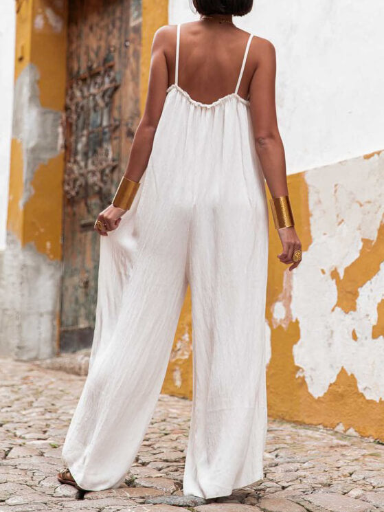 Vacation Suspender Loose Wide Leg Jumpsuit