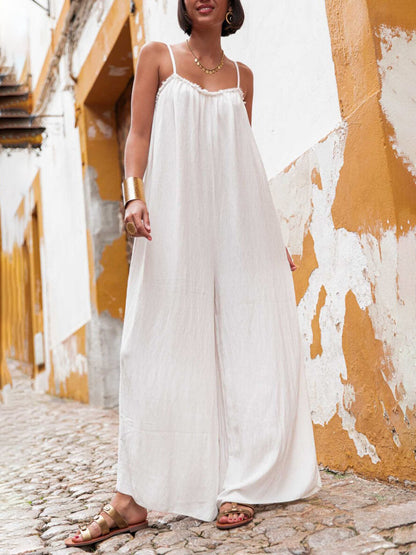 Vacation Suspender Loose Wide Leg Jumpsuit