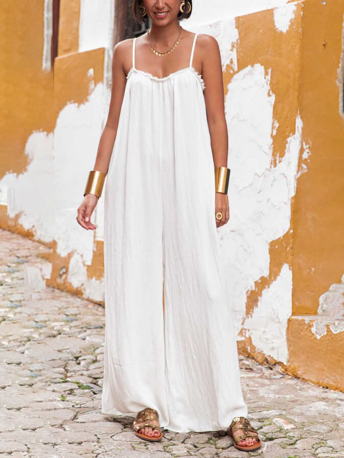 Vacation Suspender Loose Wide Leg Jumpsuit