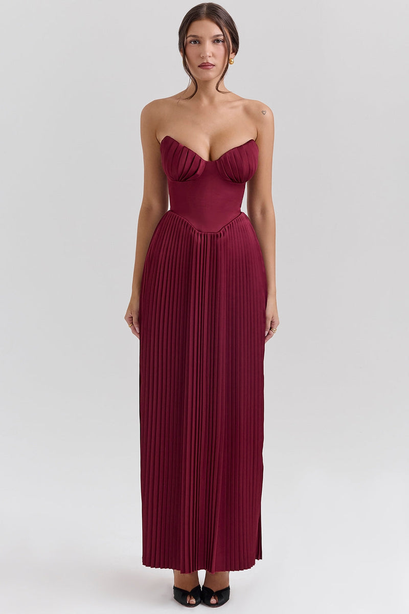Wine Red – Strapless Slim Fit Maxi Dress