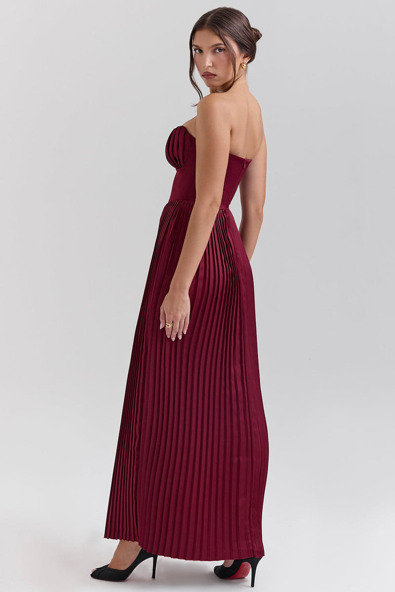 Wine Red – Strapless Slim Fit Maxi Dress