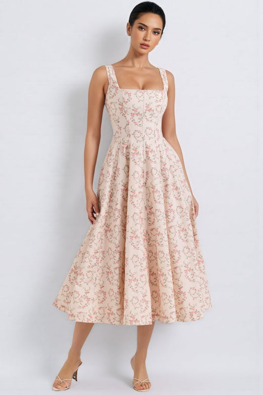 Valely Print Cotton Midi Dress