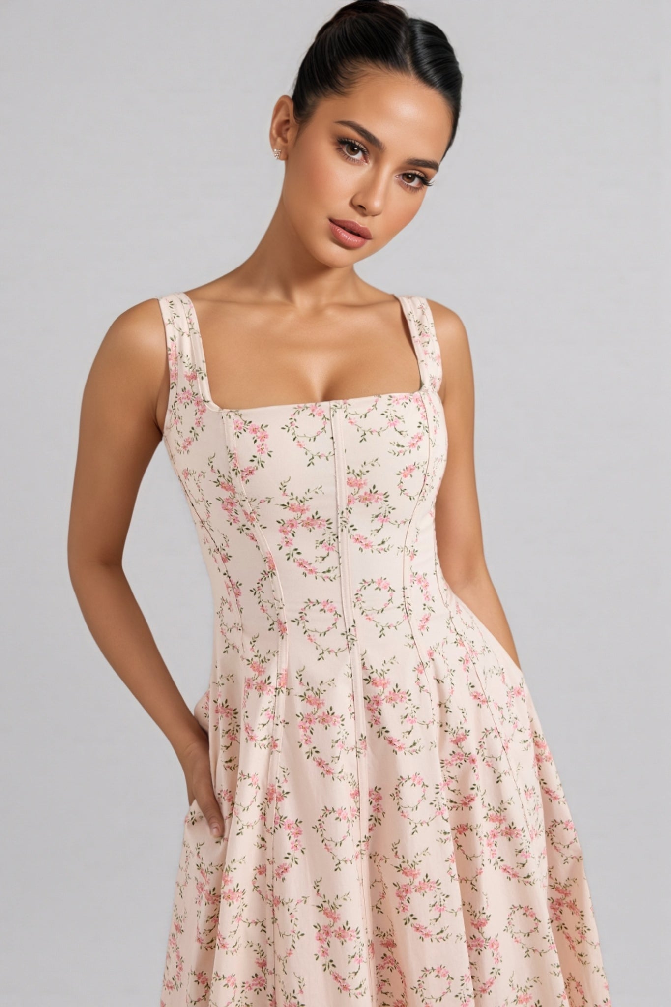 Valely Print Cotton Midi Dress