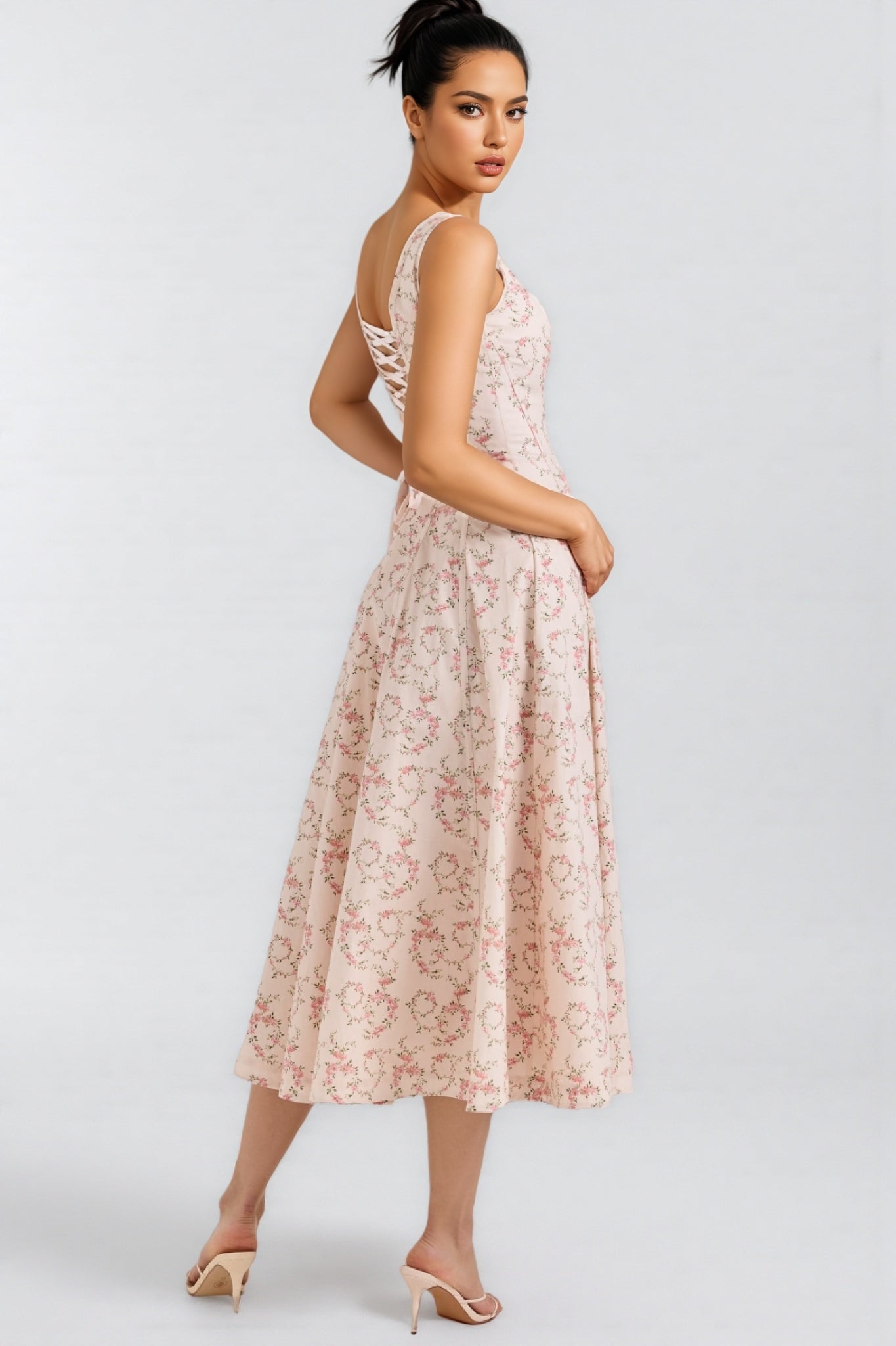 Valely Print Cotton Midi Dress