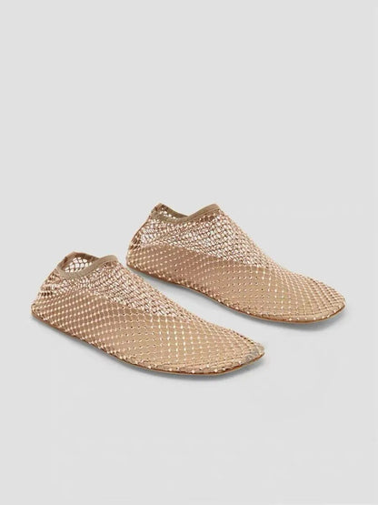 Crystal Embellished Mesh Ballet Flats