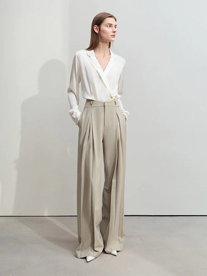 Minimalist Wide-leg Pleated Pants