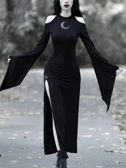 Moon Hollow Out Flare Sleeve Maxi Dress