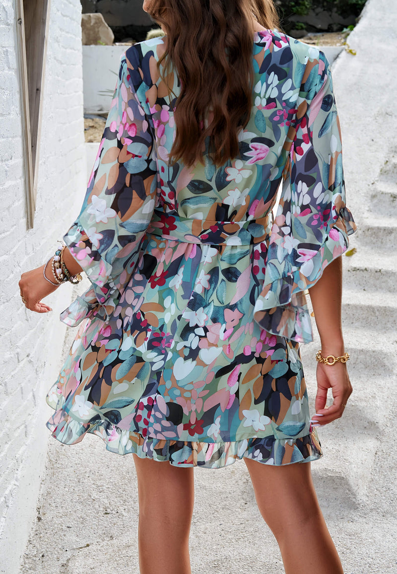 Sienna Wrap Mini Dress - Multi