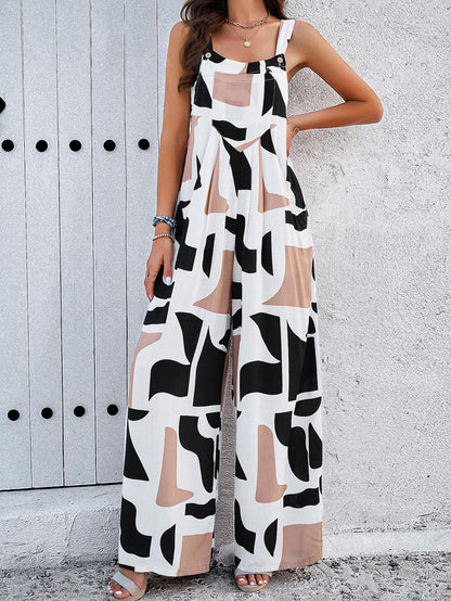 Funky Female Printed Wide Leg Jumpsuit - Multi