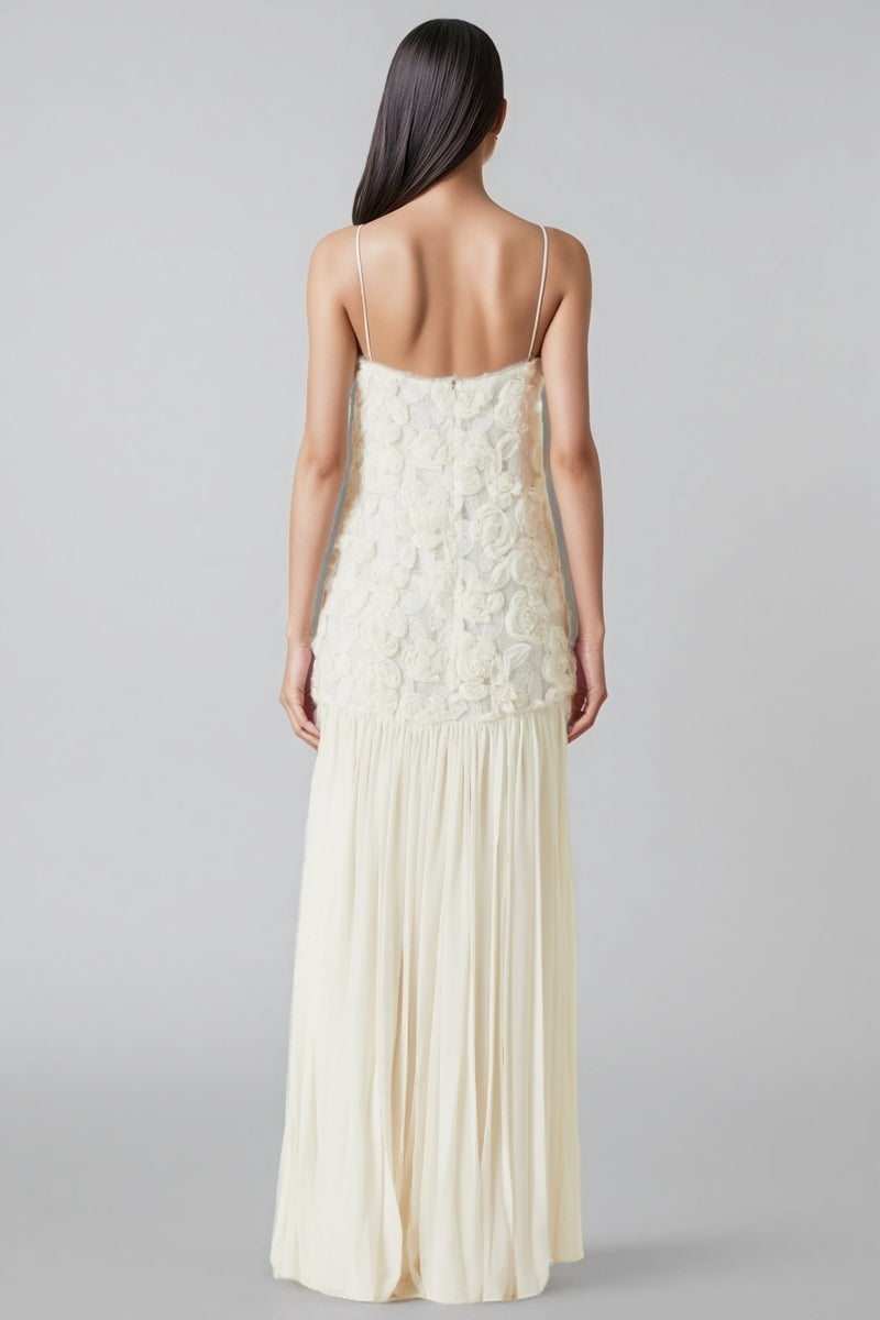 Pietro Three-dimensional Rose Chiffon Maxi Dress