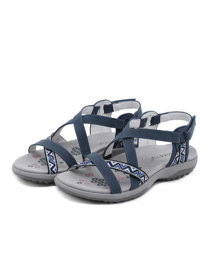 Siketu | Abstract Embroidered Strap Comfy Sandal