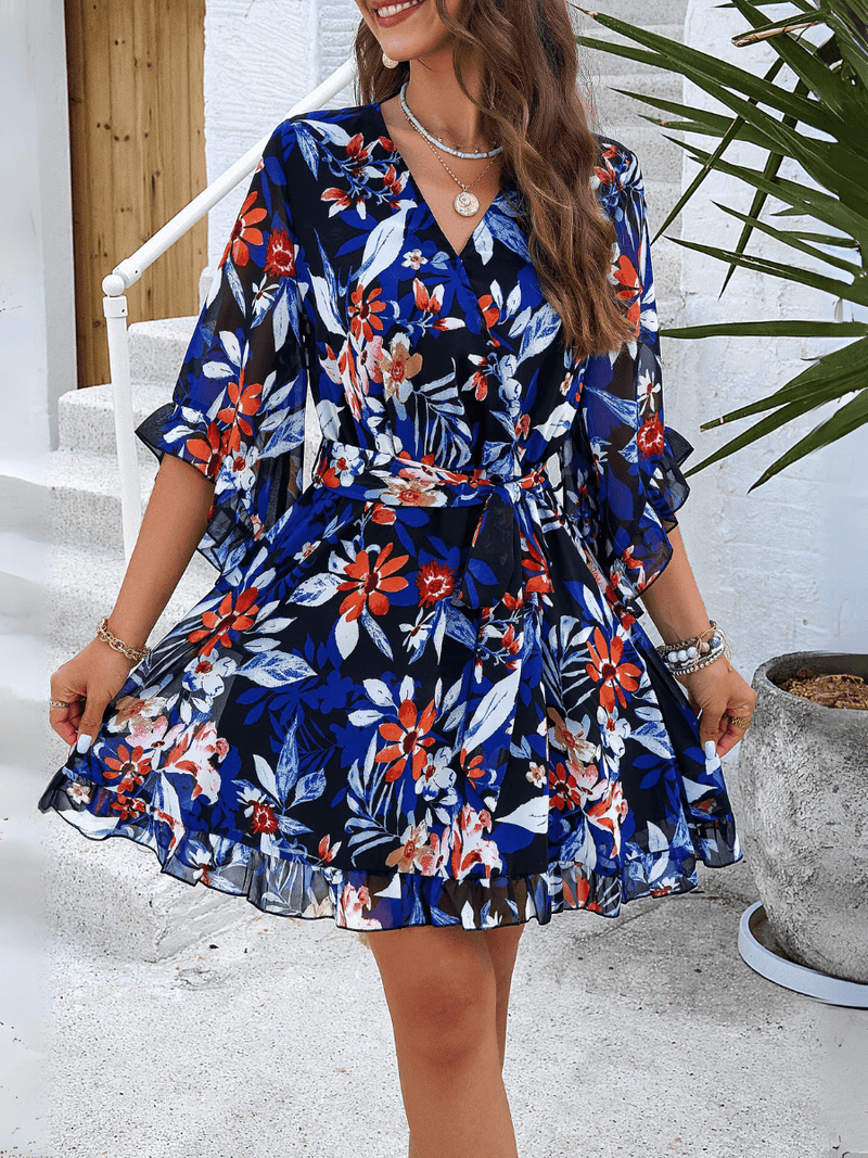 Sienna Wrap Mini Dress - Navy