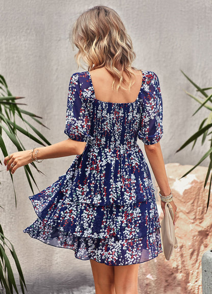 Think Garden Printed Mini Dress - Navy