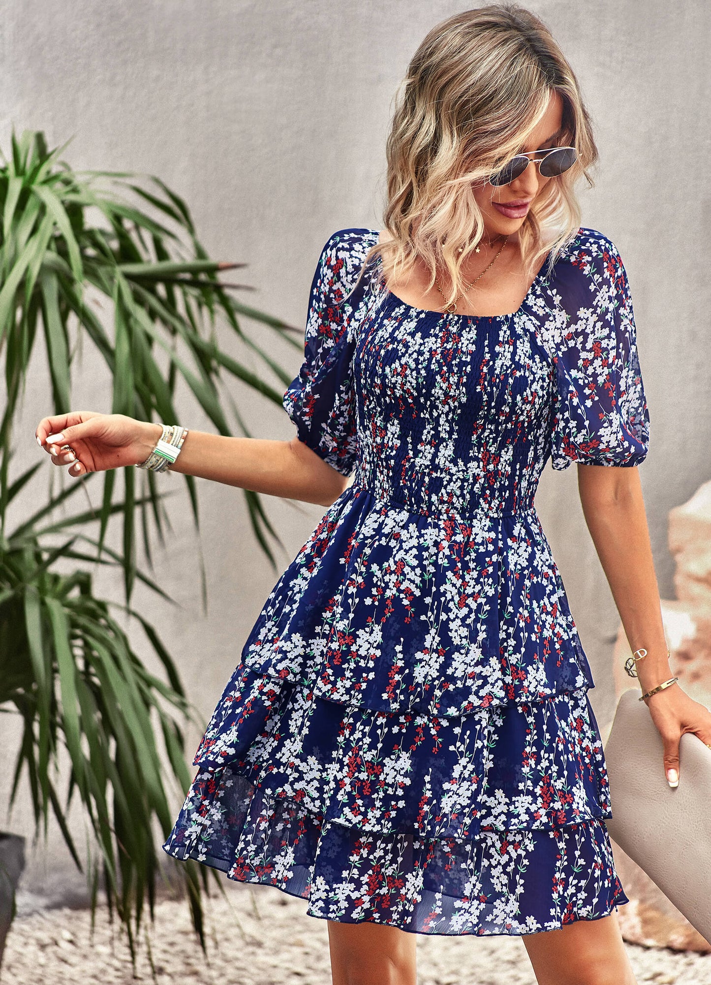 Think Garden Printed Mini Dress - Navy