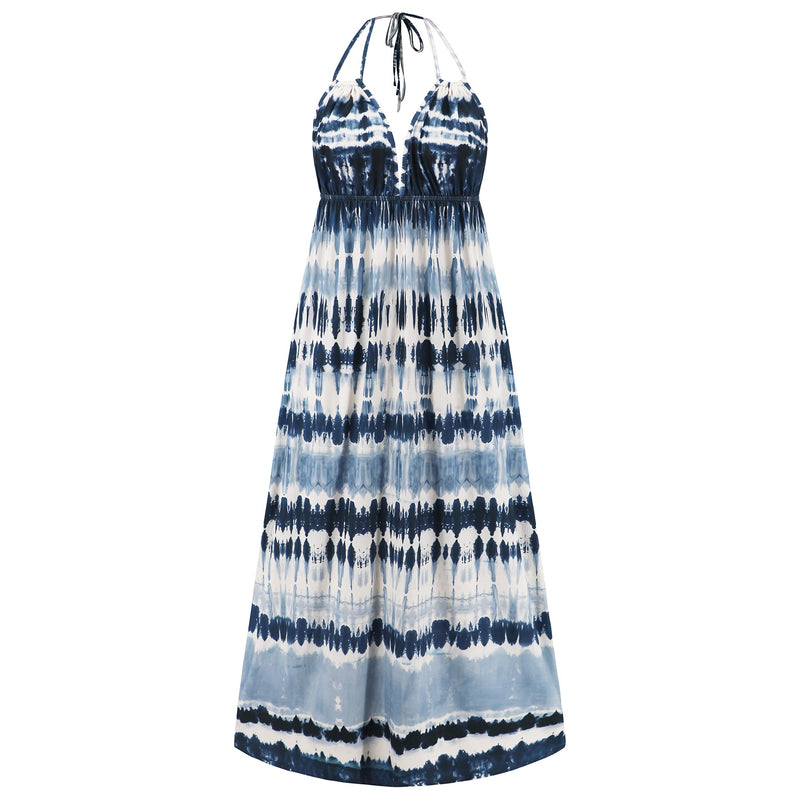 Beach Paradise Tie-dye Maxi Dress - Navy