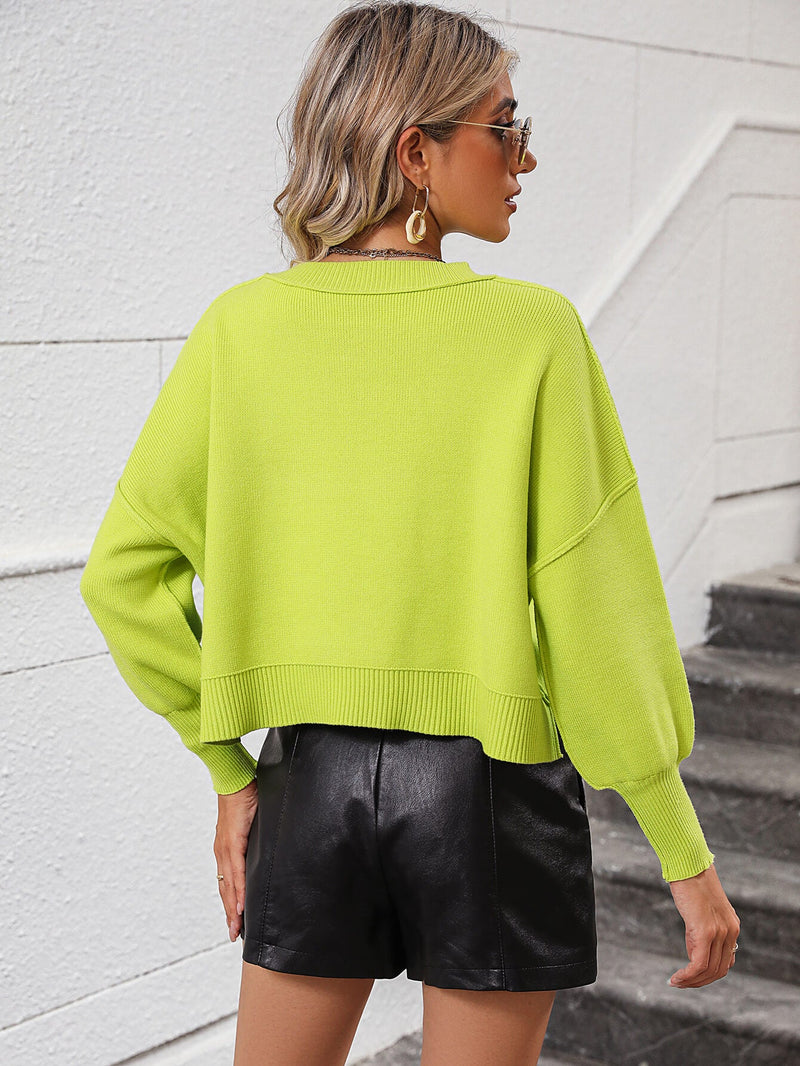 Lorian Oversized Pullover Sweater - Neon Green
