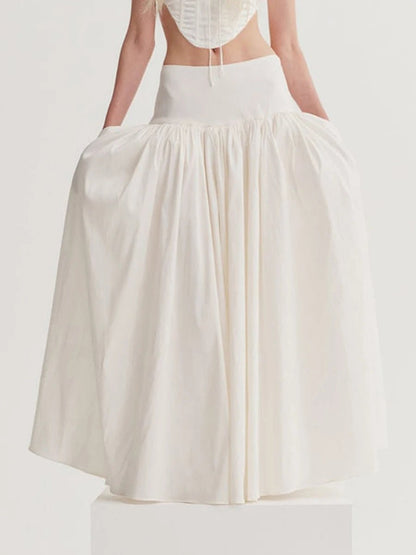 Off-white Ruched Midi Skirt