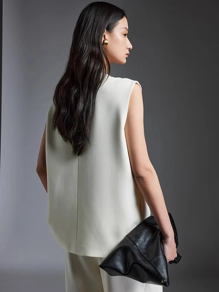 Off-white Suit Vest Wide Leg Pants Set for Summer | Two-piece Set