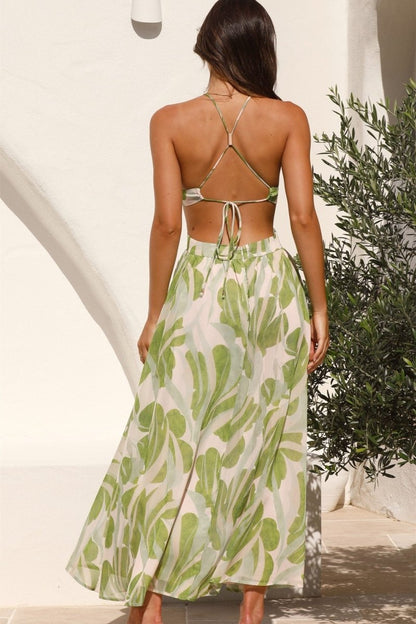 Olivia Printed Cut-out Midi Dress