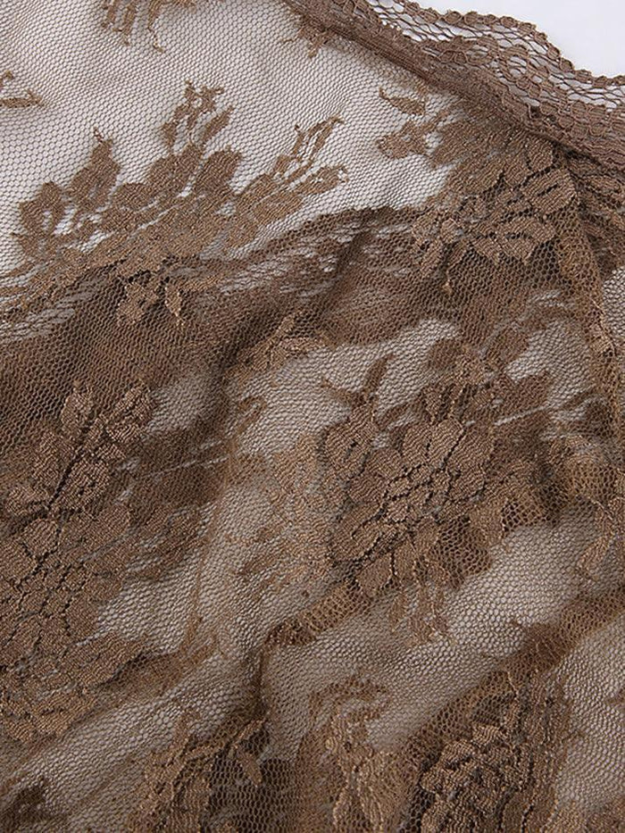 Y2k Open Front Lace Long Sleeve Crop Blouse
