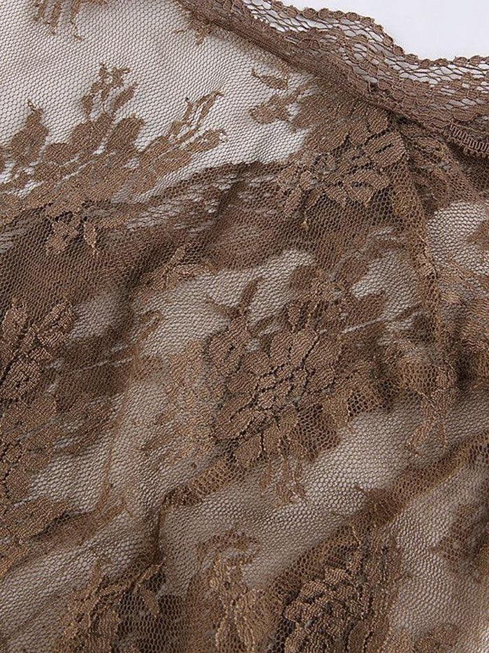 Y2k Open Front Lace Long Sleeve Crop Blouse